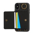 thumbnail image 5 of for iPhone X/XS PU Leather Case, Card Slots and Zipper Pocket Kickstand, Classic Protective Shockproof Lightweight Ultra Slim lip Case Finger Ring Wrist Strap for iPhone X/XS, Black, 5 of 7