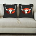 thumbnail image 3 of Set of 2 Square Throw Pillow Covers 18x18in - Bold White Head Design with Curved Horns Abstract Orange & Blue Shapes Perfect for Couch Bed Car, 3 of 8