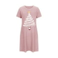 thumbnail image 2 of Chemises de Nuit Grande Taille pour Femmes, Noël, Manches Courtes, Robe de Nuit, Col Rond, Rose, 5TG, 2 of 5