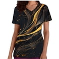 thumbnail image 2 of Scrub Tops for Women V Neck Short Sleeve Novelty Chevron Pattern Professional Nursing Uniform Soft Breathable Functional Pockets Work Clothes, 2 of 5