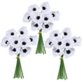 thumbnail image 2 of Zukuco 16 Pcs Artificial Flowers White Poppy Anemone Stems PU Real Touch Poppy Anemones Fake Flowers for Wedding Bouquets Corsages Centerpiece Floral Arrangements Décor, 2 of 7