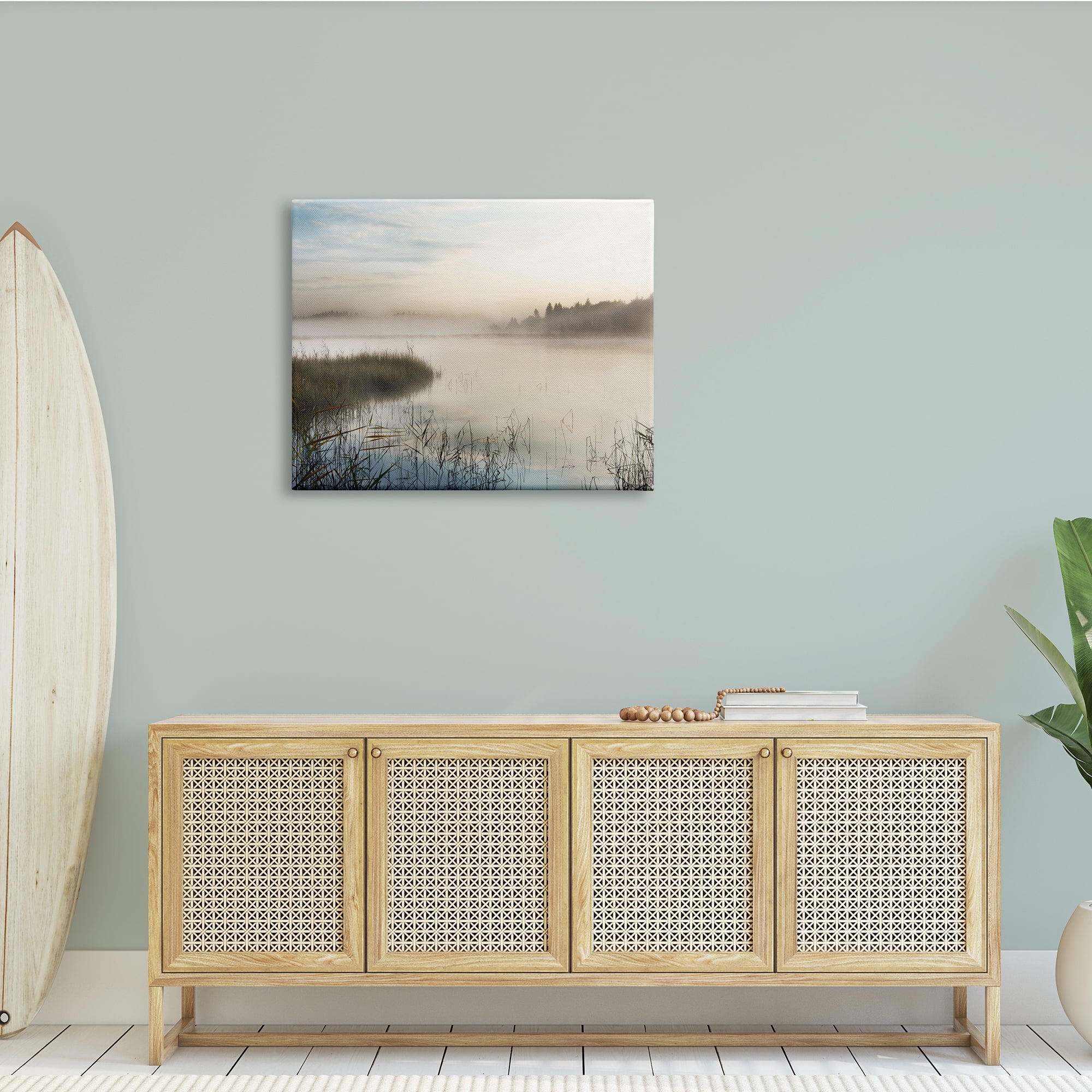 Stupell Indtries Misty Marsh Wetland Landscape Tall Grass Distant Forest,40 x 30,Design by Irene Weisz