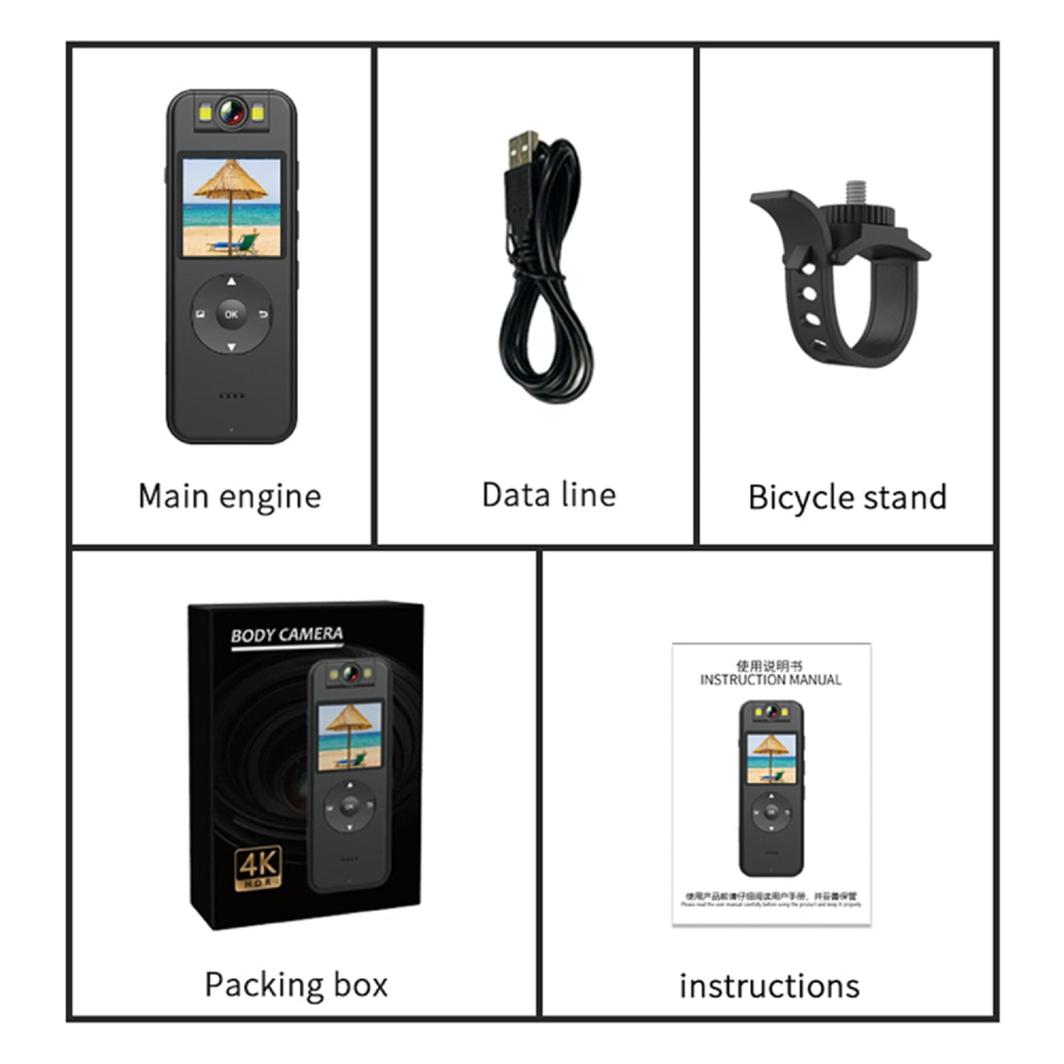 Bike Camera Action Camera 4K with Audio and Video Recording 180° Rotatable Lens, Portable HD Sports Camera for Bicycle Motorbike Outdoor