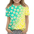 thumbnail image 3 of Cute Summer Tops for Kids Girls Size 7 Casual Short Sleeve Crew Neck Girls Tops Basic Daisy Floral Graphic T-Shirts Girls Fashion Tunic Tops Multicolor 9-10 Years, 3 of 6