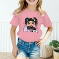 thumbnail image 2 of Girls Shirts Kid Cute Graphic Round Neck Short Sleeve Summer Top Casual Shirt Girls Tops Pink 8 Years-9 Years, 2 of 5