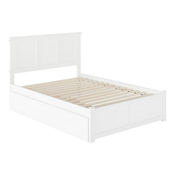 Leo & Lacey Farmhouse Solid Wood Full Bed with Twin Trundle in White