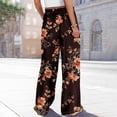 thumbnail image 6 of Women Palazzo Pants Summer Boho Baggy Wide Leg High Waist Flowy Beach Casual Trousers with Pockets Deep Red 2XL, 6 of 8