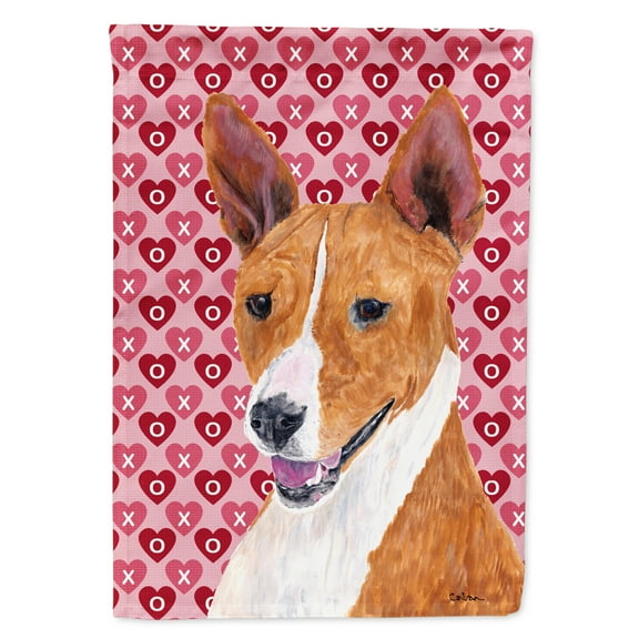 Carolines Treasures SC9252-FLAG-PARENT Basenji Hearts Love and Valentines Day Portrait Flag  multicolor