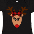 thumbnail image 4 of Inktastic Cute Girl Reindeer with Buffalo Plaid Bow Boys or Girls Baby Bodysuit, 4 of 5