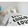 thumbnail image 4 of Ambesonne Live Laugh Love Quilted Bedspread Set 2 Pcs, Positive Life Text, Twin Size, Black and White, 4 of 6