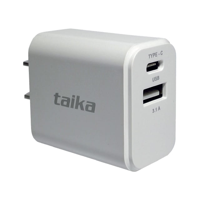Cargador Pared USB Dual USB-C y USB-A Quick Charge 3.1A Bla.