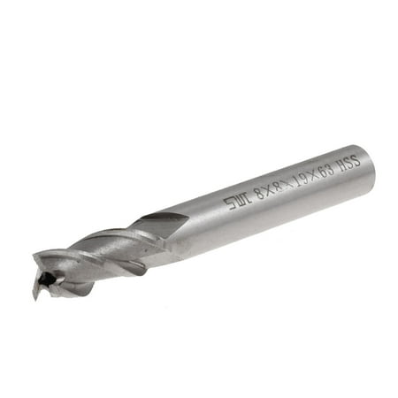 Milling Cutter Tool Straight End Mill 8mm x 8mm x 19mm x 63mm 3 Flutes