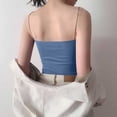 thumbnail image 4 of Sevevn Women's Basic Spaghetti Strap Crop Top Camisole Sleeveless Tube Cami Shirts Tank Tops With Removable Padding Blue Free Size, 4 of 6