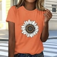 thumbnail image 2 of womens tops Women's Short Sleeve V Neck Sunflower Graphic Printed Summer Tee Vintage T Shirt Cotton Tops Novelty Cool Shirt summer tops for women, 2 of 4