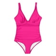 thumbnail image 5 of Sevevn Women's Solid Color Swimsuits One Piece Bathing Suits Slimming V Neck Swimwear, 5 of 8