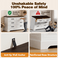 thumbnail image 6 of Homall Wooden 6 Drawer Dresser for Bedroom, Modern Chest of Drawers, Storage Cabinet Organizer with Metal Handles for Bedroom, Living Room and Closet, White and Brown Top, 6 of 9