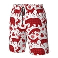 thumbnail image 4 of Salouo red plaid Moose Bunny bear Pattern Swim Trunks for Men,Men's Hawaiian Bathing Suit Swimsuits Quick Dry Swimming Board Shorts Beach Shorts with Pockets-Medium, 4 of 6