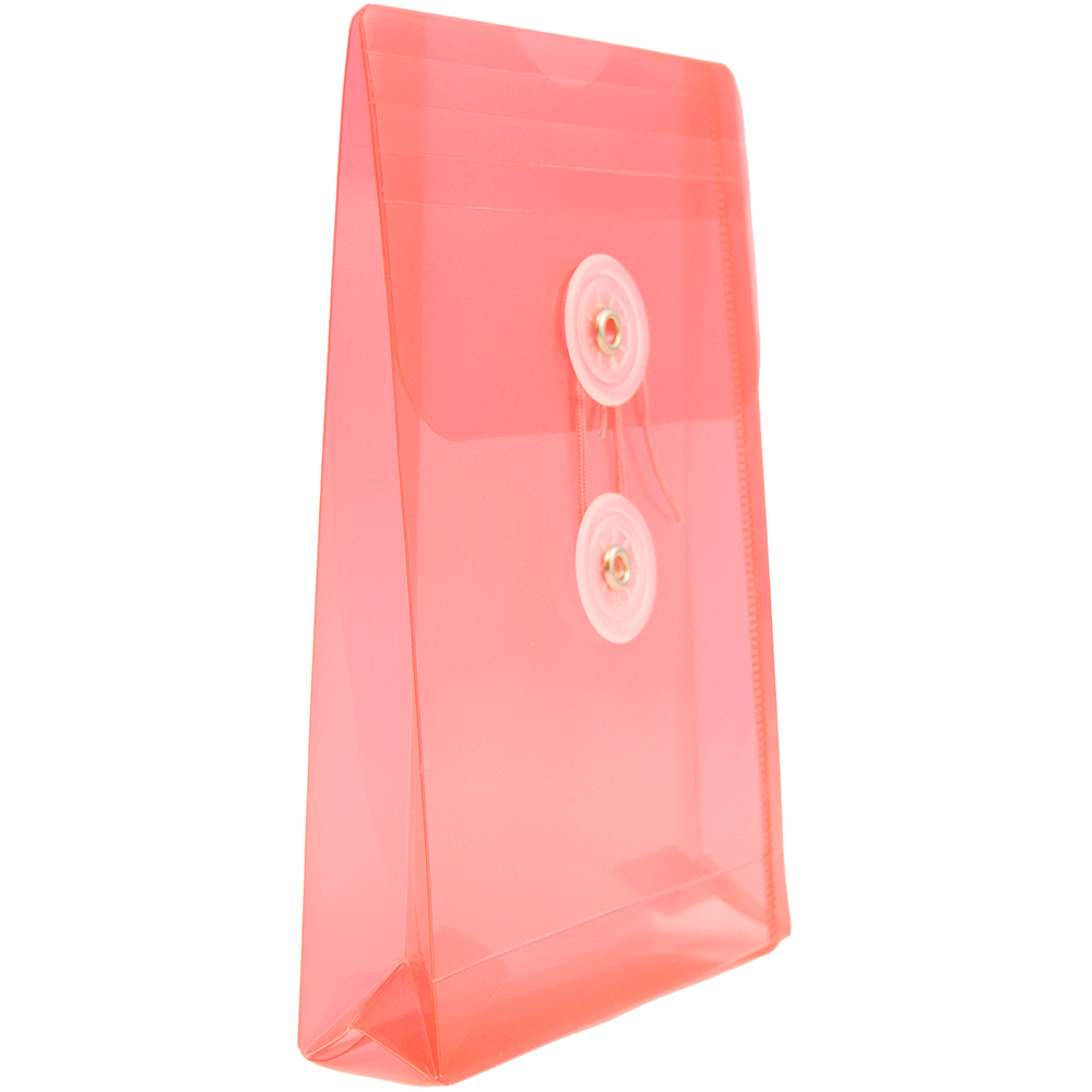 JAM Paper Plastic Envelopes with Button & String Tie Closure, 4 1/4 x 6 1/4, Red, 3/Pack
