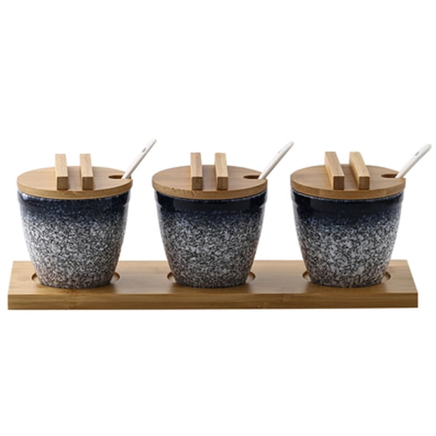 Colorful Small Ceramic Sugar Bowl With Lid And Spoon,Salt And Pepper