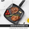 thumbnail image 6 of Koch Systeme CS 9.5 inch Nonstick Grill Pan, Marble Coating Square Grill Skillet with Lid and Bakelite Handle, Compatible with all Stoves, Black, 6 of 8