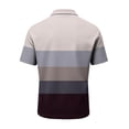 thumbnail image 6 of Men's Striped Polo Shirt Short Sleeve Color Block Golf Shirt Casual Work Polo for Men Regular Fit Breathable Top, M, 6 of 8
