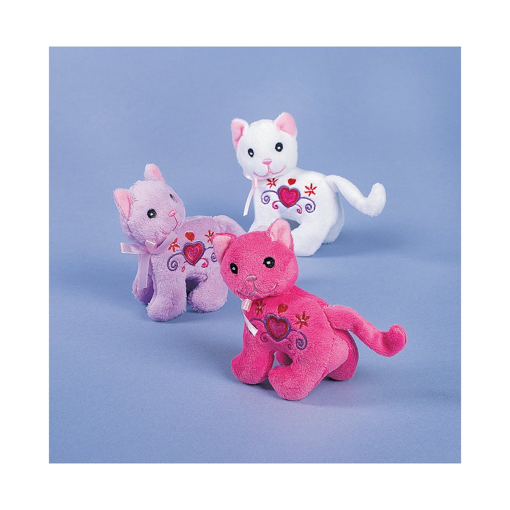 Plush Valentine Cats Party Favors 12 Pieces