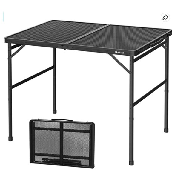 Raynesys Foldable Grill Table with Mesh Desktop, 5Ft Portable Folding Table, Height Adjustable Metal Table for Ourdoor Camping Picnic BBQ, Black