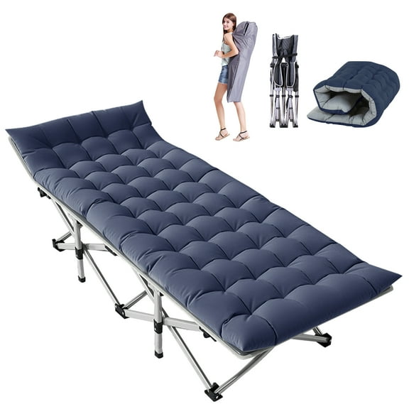 Lilypelle Folding Camping Cot, Double Layer Oxford Strong Heavy Duty Sleeping Cots with Carry Bag, Portable Travel Camp Cots for Home/Office Nap and Beach Vacation