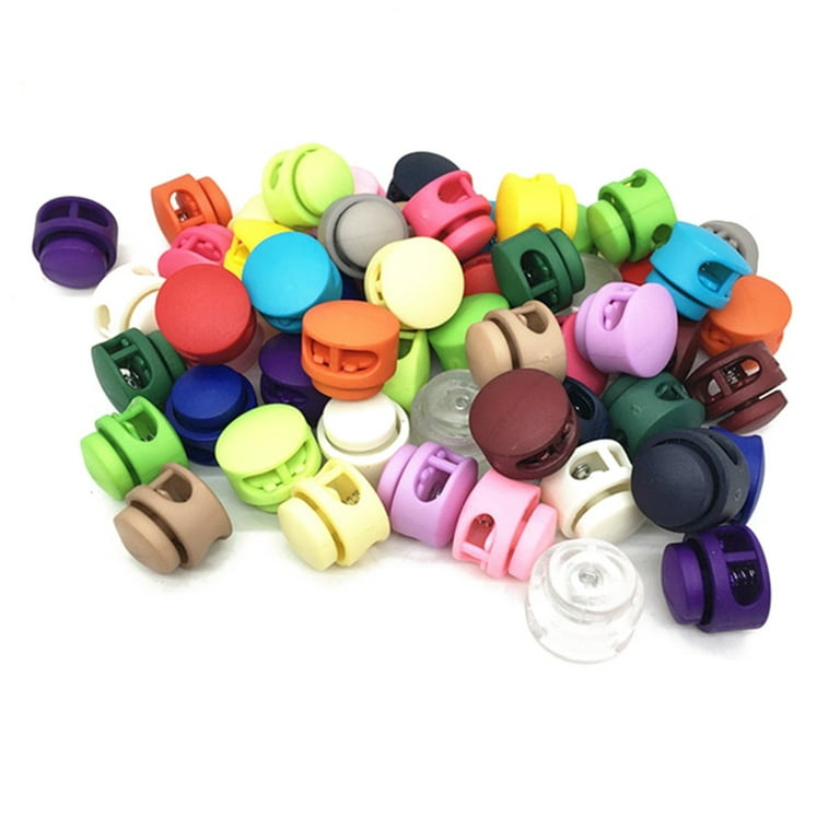 Double 50x Hole Plastic Cord Locks End Spring Stop Toggle Stoppers