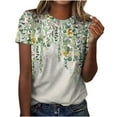 thumbnail image 2 of Munlar Womens Loose Crew Neck Basic Tops Green Short Sleeve Blouse Floral Print Casual T-Shirt, 2 of 5