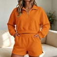 thumbnail image 5 of Shorts and Sweatshirt Set for Women Mock Neck Sweatshirt Women Fall Sets Maternity Sets Comfort Sweat Set Casual Set Cute Matching Sets Terry Cloth Sets for Women Clothin，Orange2，XL, 5 of 5
