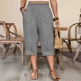 thumbnail image 5 of Womens Capri Pants Loose Fit Elastic Waist Cropped Pants with Pockets Solid Color Summer Beach Vacation Long Shorts, 5 of 9