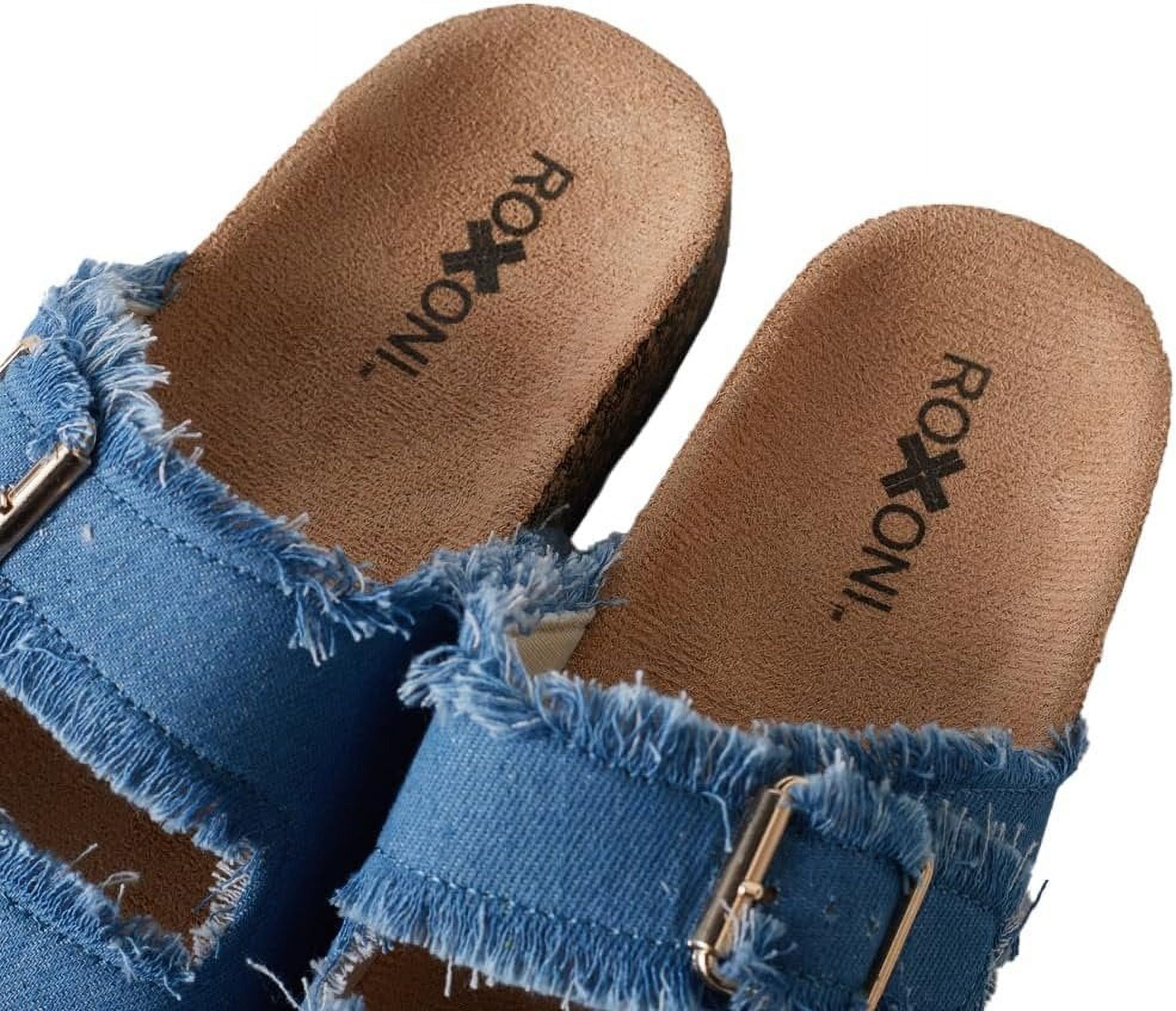 Roxoni Women's Comfort Flat Sandals with Double Buckle Straps photo 4