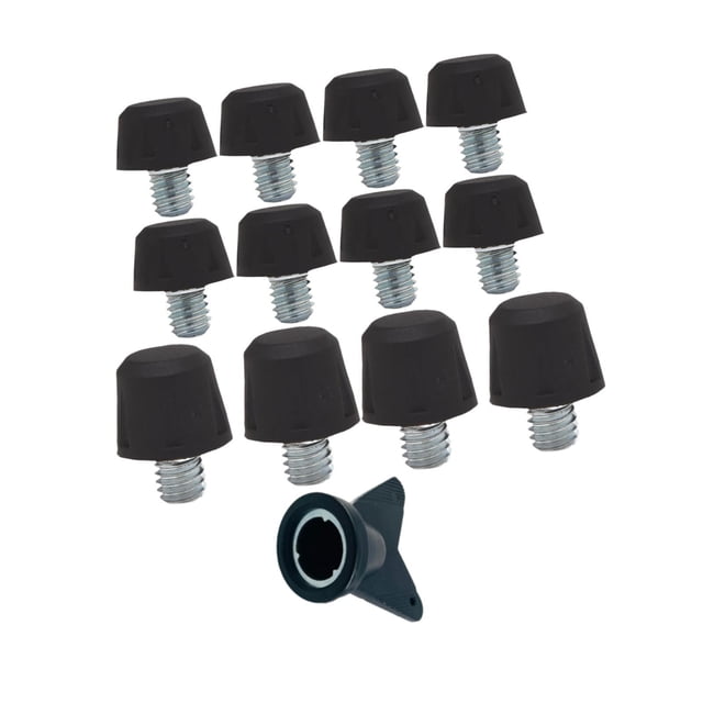 12 piezas de tacos para botas de fútbol, tacos para botas de fútbol, tacos para césped profesional con llave Negro