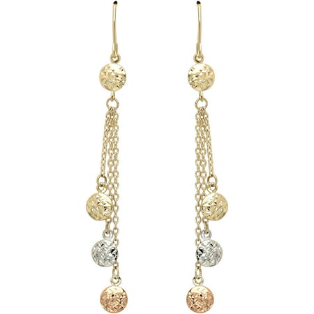 10k 3 Row W/beads Earring - Walmart.com