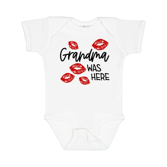 Inktastic Grandma Was Here Red Kisses Boys or Girls Baby Bodysuit