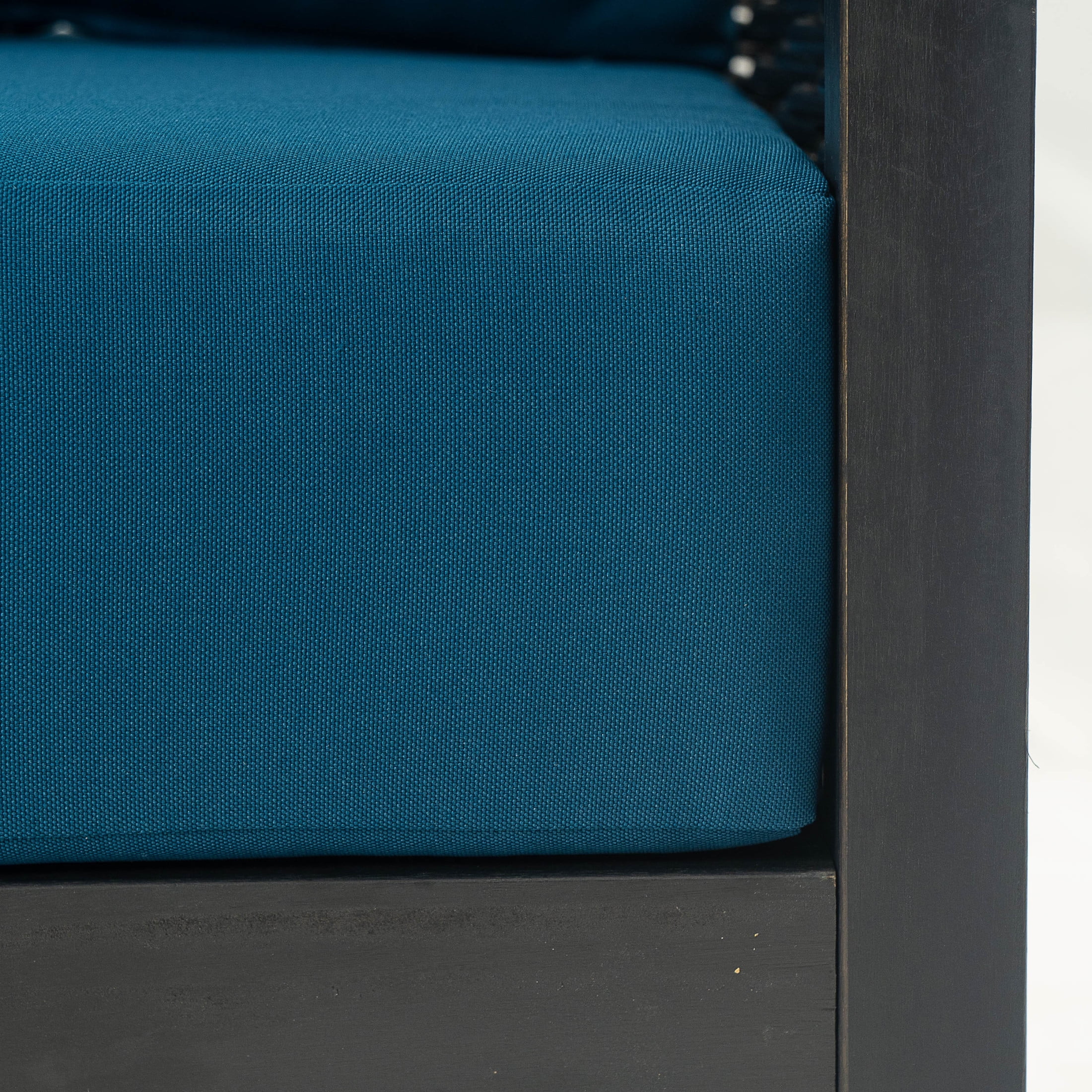 Felix Outdoor Patio Club Chair, Acacia Wood Wicker Armchair with Cushions, Black+Dark Teal