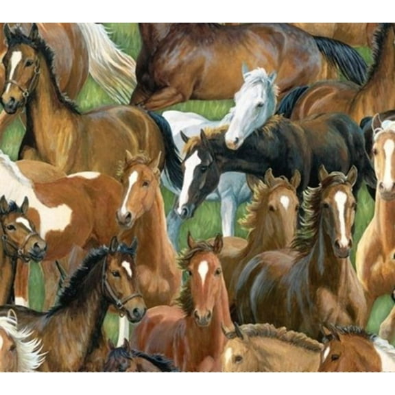 Sweetwater Bridge Packed Horse Cotton Fabric