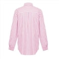 thumbnail image 4 of Camisas A Rayas con Botones para Mujer, Blusas Casuales de Larga con Cuello en V y Bolsillos Rosa XL, 4 of 7