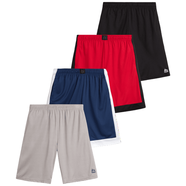 RBX Boys’ Active Shorts 4 Pack Athletic Performance Basketball Shorts