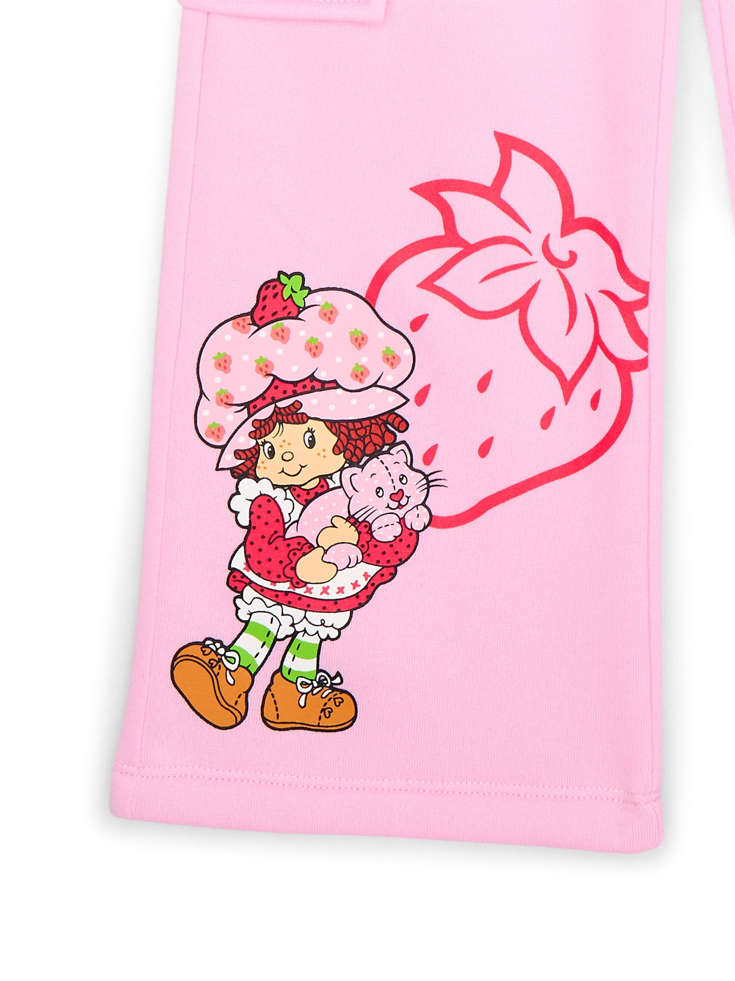 Strawberry Shortcake Girls Embroidered Graphic Wide Leg Fleece Pants, Sizes 4-16