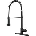 thumbnail image 1 of Kitchen Faucet with Pull Down Sprayer Commercial Solid Brass Kitchen Sink Faucet Single Handle Lever Spring Kitchen Faucet Matte Black Matte Black, 1 of 5