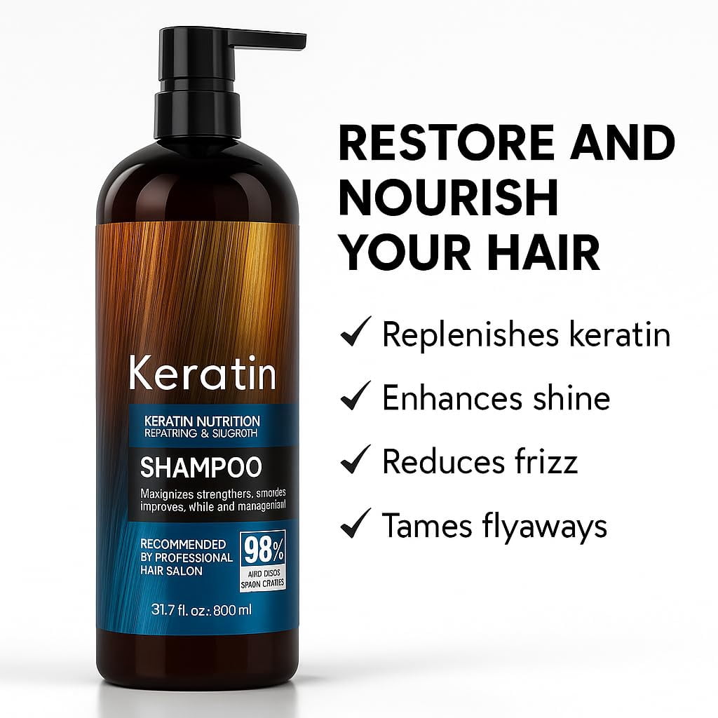 900ML X-large Keratin Enriched Shampoo Sulfate & Paraben Free - Anti Frizz Treatment for Women & Men Repair Formula with Silk Protein for Dry, Frizzy Damaged and Color Treated Hair Nourishing Shampoo