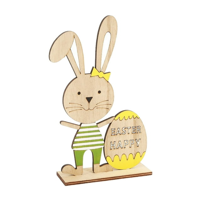 Qocolhg Ornements de Bureau Décorations de Pâques Décor en Bois Lapin Rustique Panneau Debout Centre de Table de Pâques pour Salon Chambre Bureau Salle à Manger Fête à Domicile Cadeaux de Noël Anniversaire