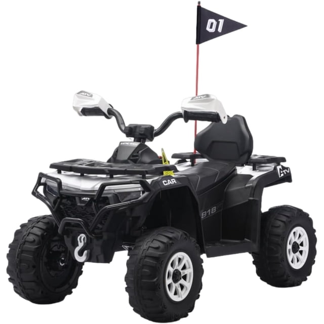 12V Electric Ride On Car for 3-8 Years, 2 * 45W Motor, Remote Control, LED Lights, Music Player & Emergency Brake, Battery PoweRed Cars,White