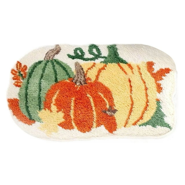 Fall Bathroom Rug Red Truck Pumpkin Design Microfiber Super Absorbent Non Slip Machine Washable Mat for Bathroom Sinks Laundry Room Bedroom Living Room