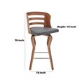 thumbnail image 4 of Benjara Verne 30" Swivel Gray Faux Leather and Walnut Wood Bar Stool, 4 of 5