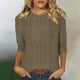 thumbnail image 2 of Sudaderas con capucha para mujer,Blusa informal de punto con cuello redondo y mangas 3/4 para mujer, color liso, de imitación de tela, para uso diario y en casa, sopatenor, 2 of 9