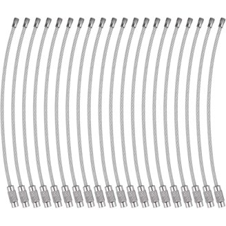 16 Pack Heavy Duty Key Rings - 2mm Stainless Steel Cable Wire Loops With Twist Lock, Keychain Carabiners For Keys, Tools, Luggage