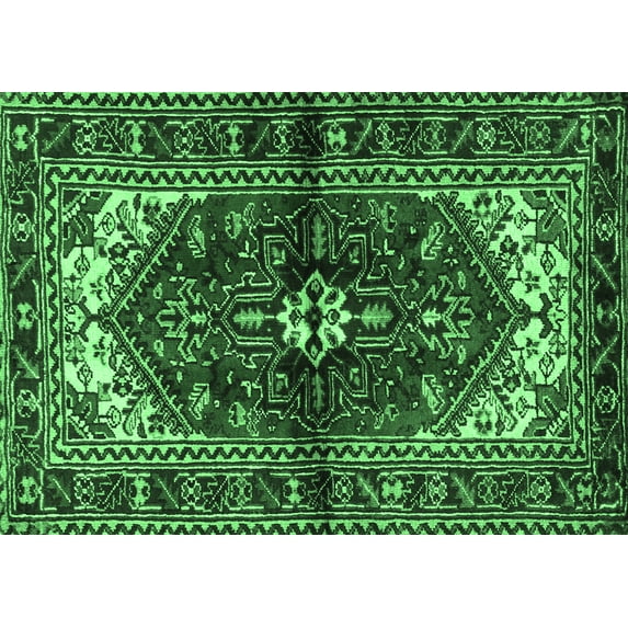 Ahgly Company Indoor Rectangle Persian Emerald Green Traditional Area Rugs, 2' x 5'